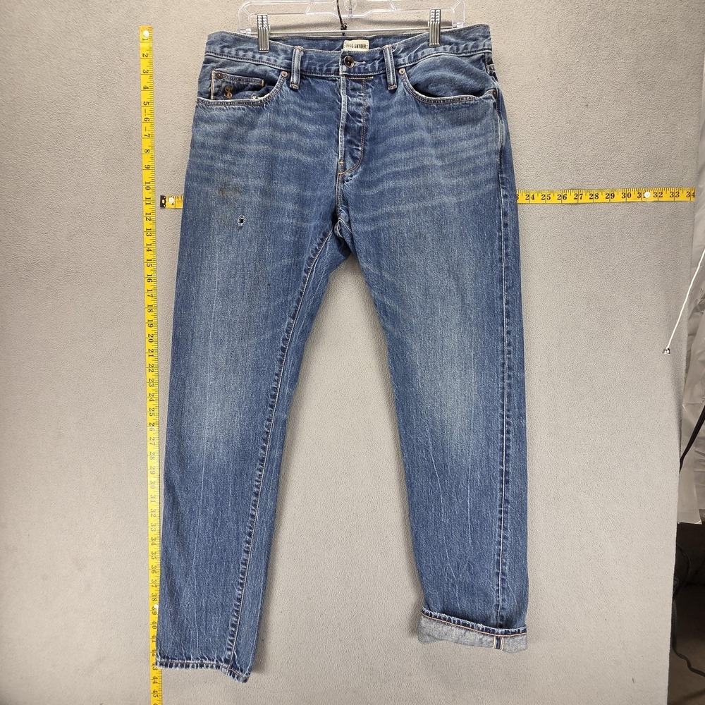 Todd Snyder Jeans Mens 34x34 Blue Selvedge Slim Fit Whiskers Honeycomb